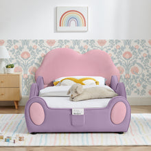 Load image into Gallery viewer, Cute Cloud Shape Bed With Guardrails Cartoon Design, Storage Pocket