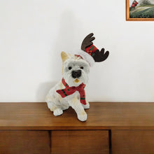 Load image into Gallery viewer, Dog Christmas Figurine - White / Red / Brown