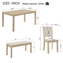 Load image into Gallery viewer, 6 Piece Dining Table Set With Bench - Beige / Light Oak