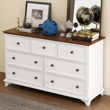 Load image into Gallery viewer, Wooden Captain Seven Drawer Dresser For Bedroom, Living Room, Kids' Room - White / Walnut