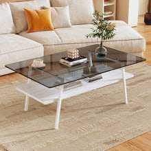 Load image into Gallery viewer, Rectangle Coffee Table, Tempered Glass Tabletop With Metal Legs