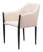 Load image into Gallery viewer, Upholstered Fabric Dining Arm Chairs (Set of 2) - Beige / Black