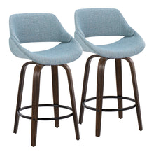 Load image into Gallery viewer, Fabrico - Mid Century Modern Fixed Height Counter Stool & Round Footrest (Set of 2)