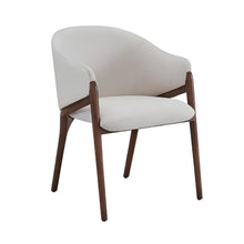 Load image into Gallery viewer, Upholstered Fabric Wing Back Dining Arm Chair - Cream