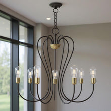 Load image into Gallery viewer, 29" Seven Light Dimmable Chandelier With Shades - Bronze