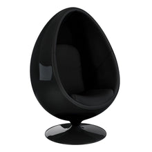 Load image into Gallery viewer, 35" Contemporary Fiberglass And Wool Swivel Egg Chair - Black