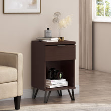 Load image into Gallery viewer, Modern Industrial Tall End Table With Drawer And Shelf - Walnut