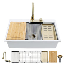 Load image into Gallery viewer, Waterfall Kitchen Sink With Pull Out Faucet & Cup Washer