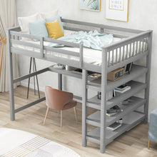Load image into Gallery viewer, Loft Bed With Storage Shelves And Under Bed Desk