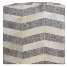 Load image into Gallery viewer, Hair on Hide Cube Chevron Pouf Ottoman - Gray And Beige