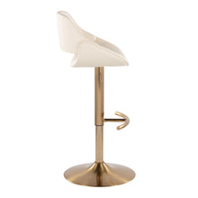Load image into Gallery viewer, Fabrico - Contemporary Adjustable Barstool With Swivel With Rounded T Footrest (Set of 2) - Gold / Cream