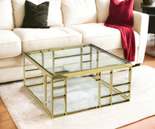 Load image into Gallery viewer, Glass Square Coffee Table - Gold And Clear
