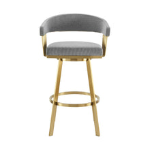Load image into Gallery viewer, 30" Fabric And Stainless Steel Low Back Bar Height Swivel Bar Chair - Gray / Gold