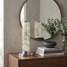 Load image into Gallery viewer, 13" Silver Metal Column LED Table Lamp