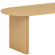 Load image into Gallery viewer, Solid Wood Mirrored Pedestal Base Oval Dining Table - Natural