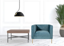 Load image into Gallery viewer, Woven Velvet Arm Chair - Teal And Gold