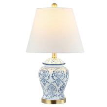 Load image into Gallery viewer, 22" Urn Table Lamp With Empire Shade - White / Blue / Gold