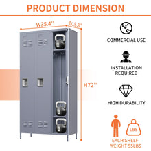 Load image into Gallery viewer, 3 Door Lockers With Lock For Home, Gym, Office, School, And Garage - Gray