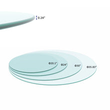 Load image into Gallery viewer, 20" Round Tempered Glass Table Top Clear Glass 1 / 4" Thick Round Polished Edge - Transparent