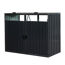 Load image into Gallery viewer, Garbage Bin Shed Stores 2 Trash Cans Metal Outdoor Bin Shed For Garbage Storage, Stainless Galvanized Steel, Bin Shed For Garden Yard Lawn