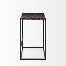 Load image into Gallery viewer, Leather And Iron Backless Counter Height Bar Chair - Brown / Black