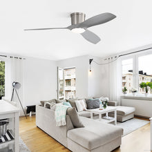 Load image into Gallery viewer, Flush Mount Ceiling Fan With Dimmable LED Light, 3 Blades, Reversible DC Motor Blades For Living Room