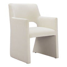 Load image into Gallery viewer, Upholstered Faux Linen Dining Arm Chair - White
