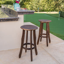 Load image into Gallery viewer, Primrose - Outdoor Acacia Wood Barstools With Foot Rest, (Set of 2) - Dark Brown
