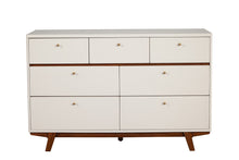 Load image into Gallery viewer, Wood Seven Drawer Double Dresser - Brown / White