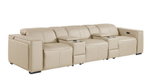 Load image into Gallery viewer, Top Grain Leather Reclining Metal USB Sofa (720393) - Beige