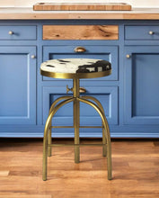 Load image into Gallery viewer, Swivel Backless Counter Height Bar Chair - Multicolor And Gold