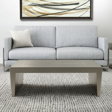 Load image into Gallery viewer, 54" Aluminum And Solid Wood Sled Coffee Table - Silver
