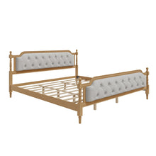 Load image into Gallery viewer, Traditional Style Solid Bed Frame With Upholstered Tufted Headboard, No Box Spring Needed