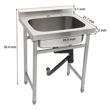 Load image into Gallery viewer, Single Bowl Utility Sink, Freestanding Commercial Kitchen Sink For Laundry Room - Brushed Nickel
