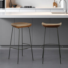 Load image into Gallery viewer, Steel Backless Bar Height Bar Chairs (Set of 2) - Chestnut And Black