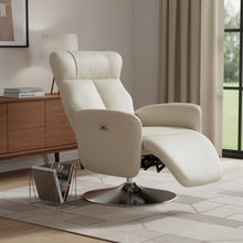 Load image into Gallery viewer, Tufted Genuine Leather Power Swivel Recliner (730560) - Sand