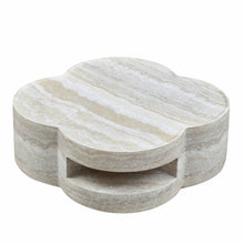 Load image into Gallery viewer, Clover Round Coffee Table With Open Storage - Marble