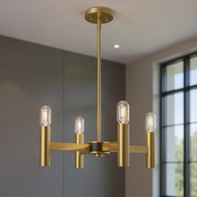 Load image into Gallery viewer, 19" Four Light Dimmable Chandelier With Shades - Brass
