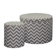 Load image into Gallery viewer, Polyester Blend Round Geometric Footstool Ottoman - Gray