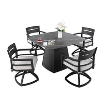 Load image into Gallery viewer, Outdoor Patio Dining Set, Squircle Dining Table, Dining Chairs With Sunbrella Cushions