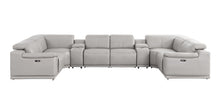 Load image into Gallery viewer, Leather Modular U-Shaped Eight Piece Corner Sectional With Console - Ash / Gray
