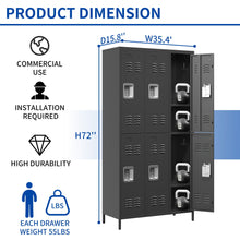Load image into Gallery viewer, 6 Door Lockers With Lock For Secure Storage - Black