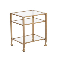 Load image into Gallery viewer, Glass Iron Rectangular End Table With Two Shelves - Gold