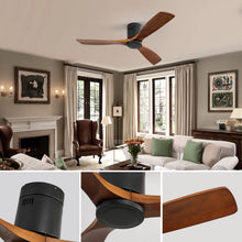 Load image into Gallery viewer, Ceiling Fan With 3 Solid Blades, Remote Controlled Reversible DC Motor - Black