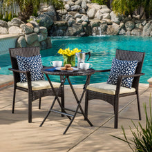 Load image into Gallery viewer, 3 Piece Bistro Set With Water Resistant Cushions And 2 Chairs - Brown Multi