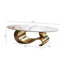 Load image into Gallery viewer, Oval Coffee Table For Living Room - Gold / White