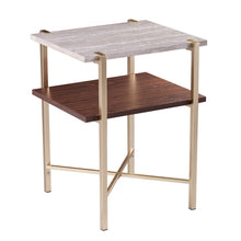 Load image into Gallery viewer, Manufactured Wood Iron Square End Table With Shelf - Brass
