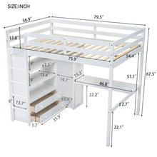 Load image into Gallery viewer, Loft Bed With Built In Wardrobe, Desk, Shelves And Drawers