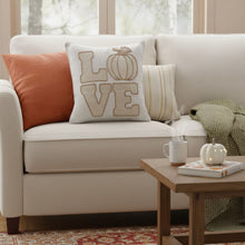 Load image into Gallery viewer, Love Pumpkin Embroidered Throw Pillow - Natural