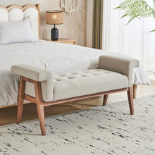 Load image into Gallery viewer, Elegant Tufted Ottoman - Beige / Brown